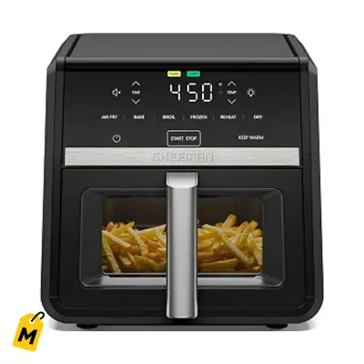 Freidora de Aire Chefman 9 Qt TurboFry 7 en 1 | Cocina mas rapido y crujiente con ventana