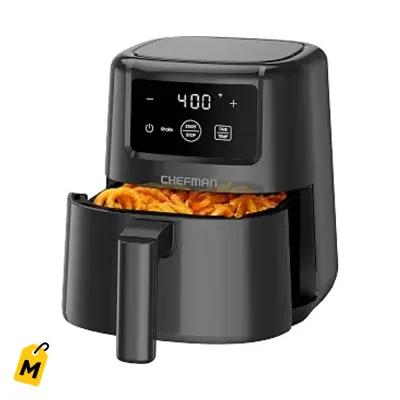 Freidora de Aire Chefman Mini Digital 2Qt Negra Pa Cocinar Sano y Rapido