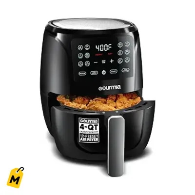 Freidora de Aire Gourmia 4 Qt - Fria, Hornea y Asa Sin Grasa, Compacta y Digital
