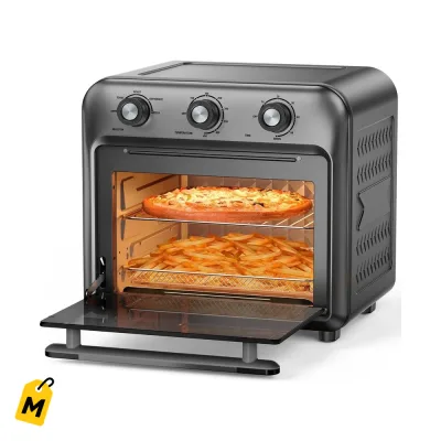 Freidora Horno 19QT 5 en 1 Conveccion Ventana Visible Cero Aceite Negro