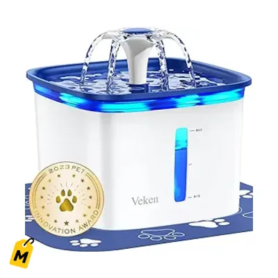 Fuente de Agua Veken pa Mascotas 2.8L - Gatos y Perros - Premiada y Silenciosa