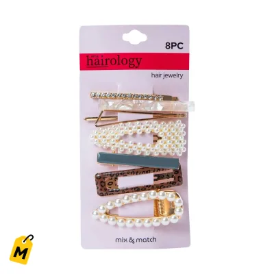Ganchos de Pelo de Joyeria de Moda Surtidos - Paq de 8
