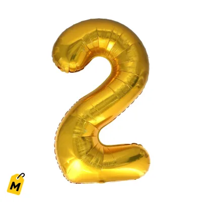 Globo Numero 2 Dorado Brillante 14 Pulgadas