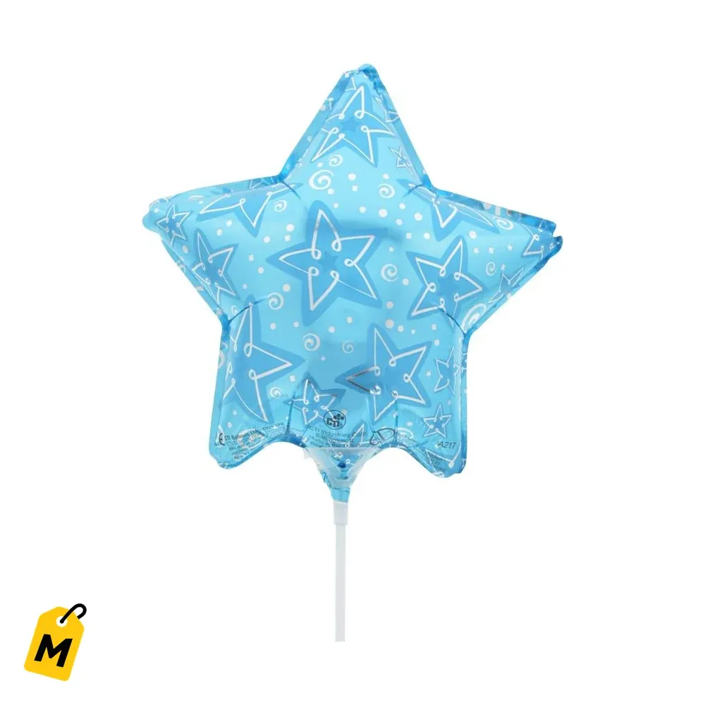 Globos de Estrella Azul Claro con Palito pa Celebrar
