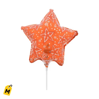 Globos Estrellas Naranja con Palito 9 pulg Pa Tus Fiestas