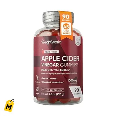 Gomitas Vinagre Manzana WeightWorld - Digestion, Metabolismo y Detox - 90ct
