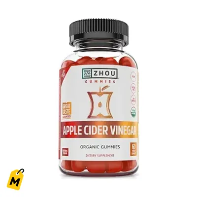 Gomitas Vinagre Manzana Zhou - 60 Veganas, Sabor Rico, Con Elderberry, Organicas, Sin Glut