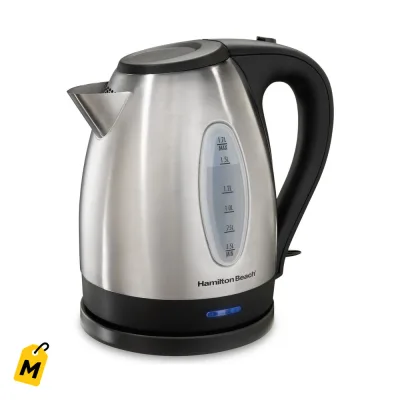 Hamilton Beach Hervidor Electrico Acero Inoxidable 1.7L - Calienta Agua Rapido