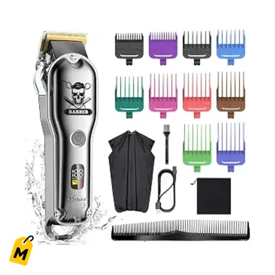 Hatteker Cortapelo Pro Hombre Barbero Inalambrico IPX7 para Pelo y Barba