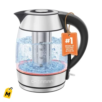 Hervidor Electrico Chefman 1.8L Acero Inoxidable - Calienta alante y Mantiene el Calor