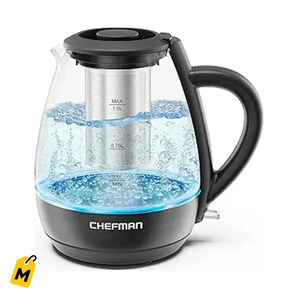 Hervidor Electrico Chefman 1L con Infusor Te Hierve Rapido y Seguro