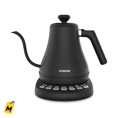 Jarra Electrica Cosori Pico Ganso 0.8L Negra Control Temp Cafe Colao y Te Sin Plastico