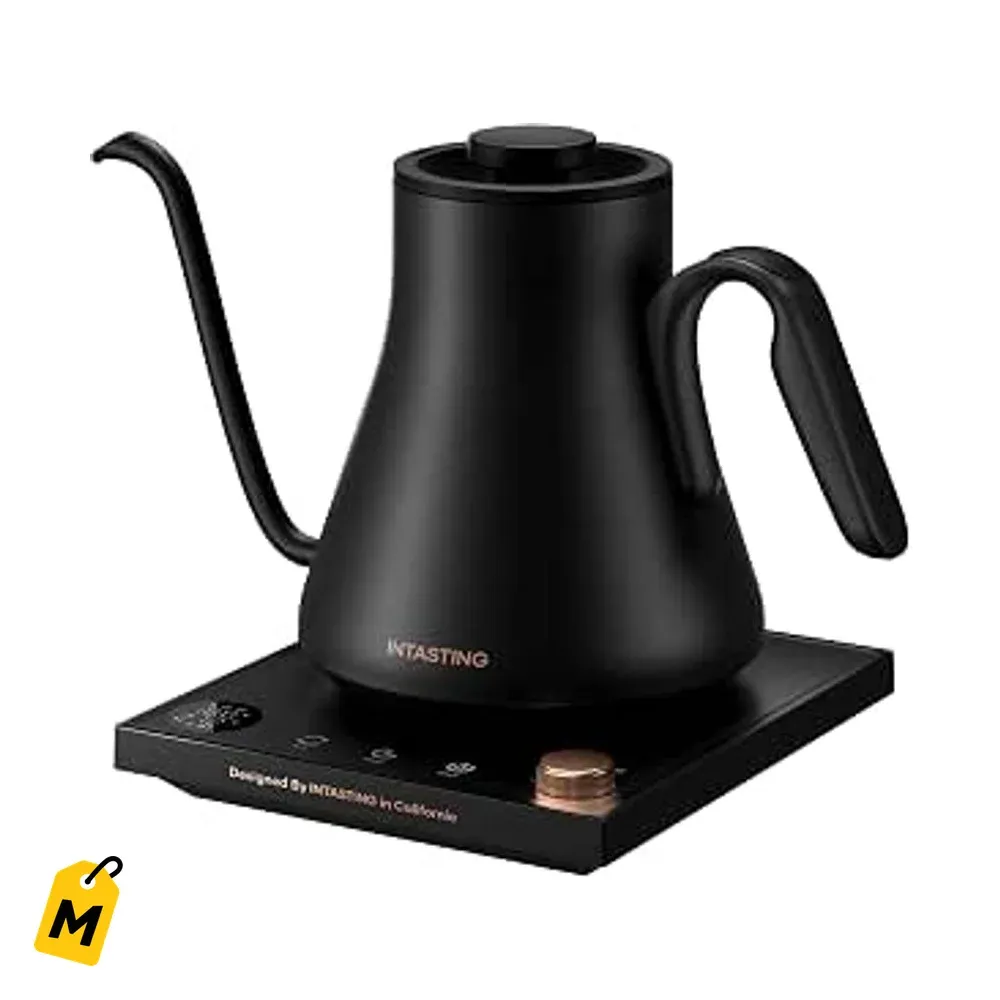 Hervidor Electrico Cuello Ganso INTASTING 0.9L Control Temp Cafe Te Negro