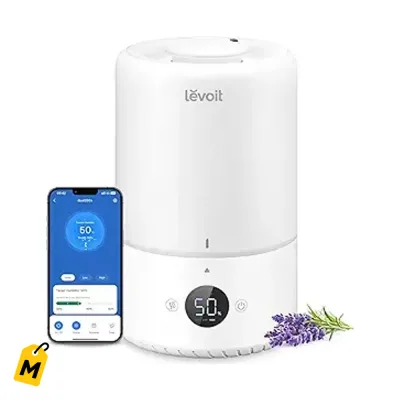 Humidificador Levoit Inteligente 3L Blanco - Llenado Facil, Silencioso, Control App