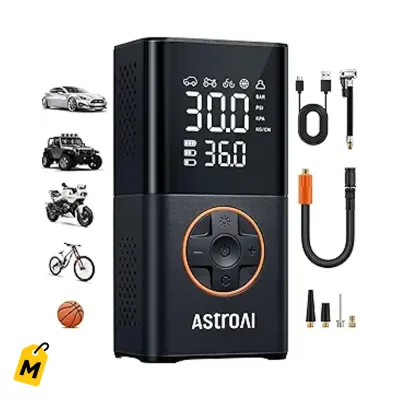 Inflador de Gomas AstroAI L7 Portatil 150 PSI Sin Cable Pa Carro Bici y Mas