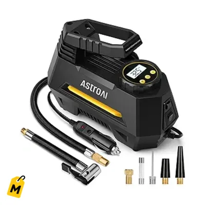 Inflador de Gomas AstroAI Portatil 12V - Apagado Automatico y Luz LED