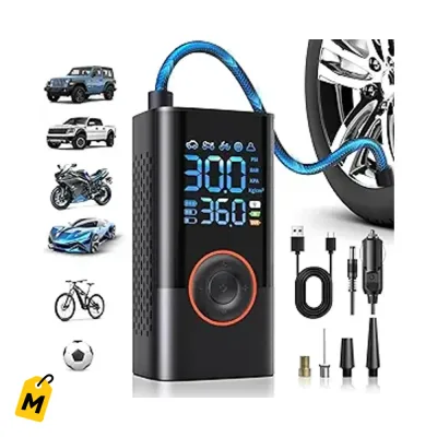 Inflador de Gomas Portatil Inalambrico 150PSI. Inflado Rapido, Apagado Auto. Carros, Motor