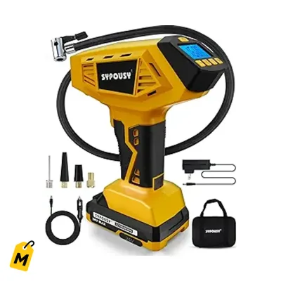Inflador de Gomas Sypousy Portatil 4X Mas Rapido 160PSI - Bateria y 12V Carro
