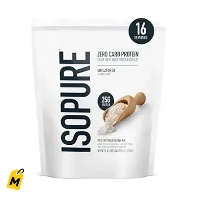 Isopure Proteina Cero Carb 1 Lb - Aislado de Suero Puro Sin Sabor y Vitaminas