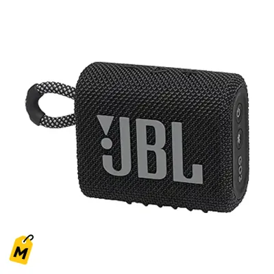 JBL Go 3 Bocina Bluetooth Portatil - Sonido Grande y Bajo Potente, Agua y Polvo (Negro)
