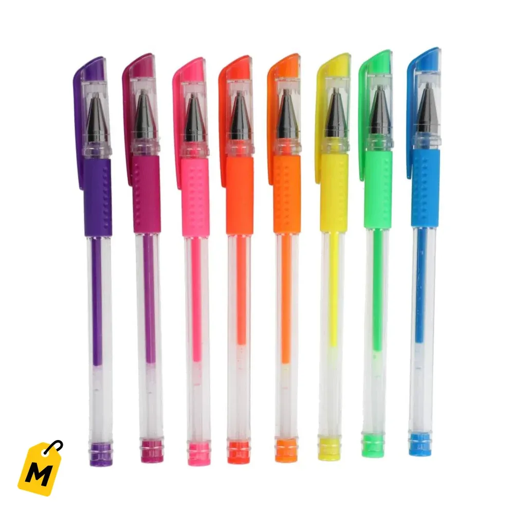 Jot Boligrafos Gel Neon, 8 unds - Colores Que Brillan
