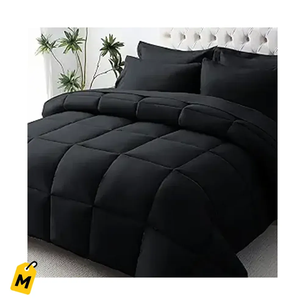 Juego de Cama Queen JOLLYVOGUE Negro - Suavecito y Completo 7 Piezas