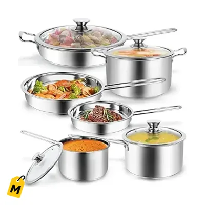 Juego de Ollas Aufranc 10 Pzs Acero Inoxidable - Cocina como un Pro