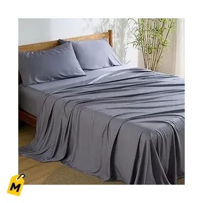 Juego Sabanas King Bedsure Bambu Frescas Gris Oscuro Bolsillo Profundo 16 Pulgadas