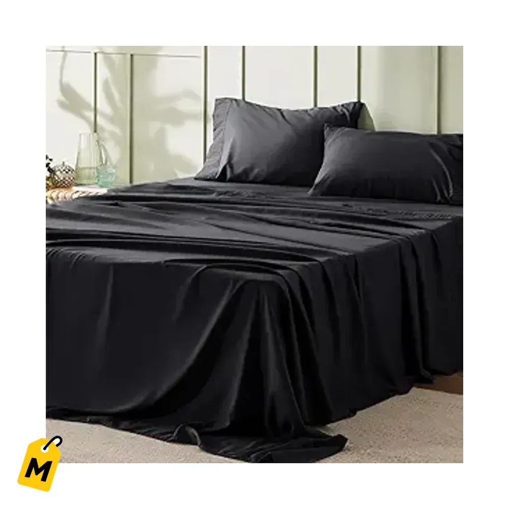 Juego Sabanas Queen Bedsure Negro 4 Pzs Suaves Frescas Lujo Hotel Facil Cuidado