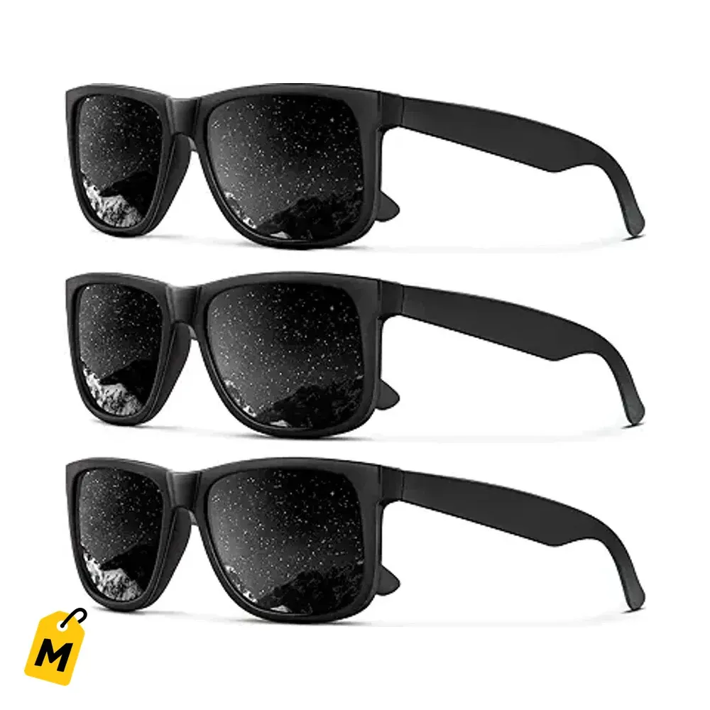 KALIYADI Lentes de Sol Polarizados UV Hombre Mujer Marco Negro Mate Pack de 3