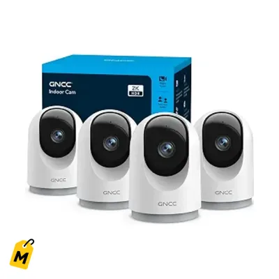 Kit 4 Camaras GNCC 2K Seguridad Interior Deteccion 360 Audio Noche y Alexa