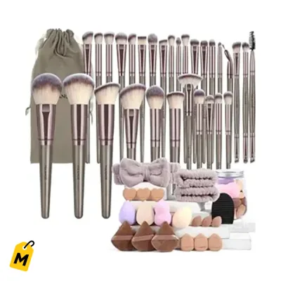 Kit de Maquillaje MAANGE 51 Piezas Set de Brochas y Herramientas Color Champagne