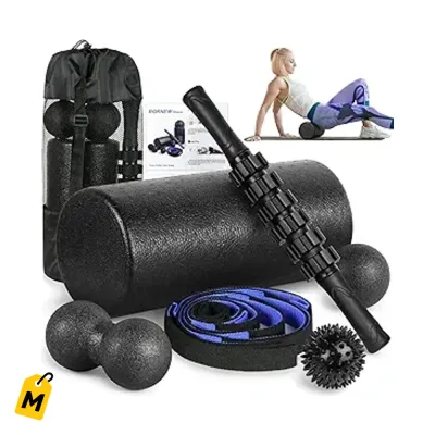 Kit de Masaje y Terapia Completo: Foam Roller, Bolas, Palo y Correa pa Todo el Cuerpo