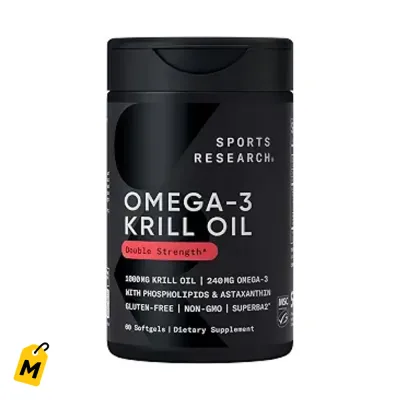 Krill Omega-3 Sports Research 1000mg - 60 Capsulas | Doble Fuerza Superba para Tu Salud