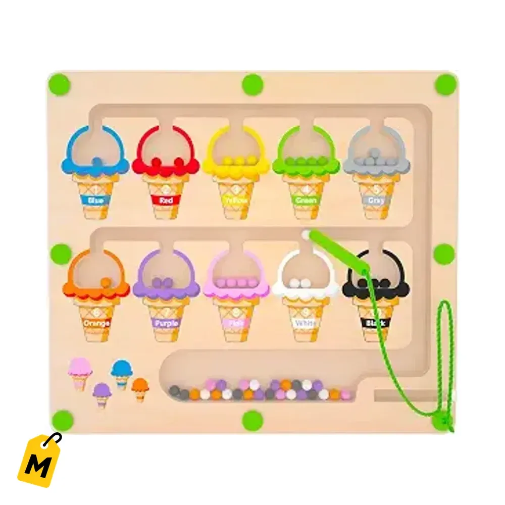 Laberinto Magnetico Montessori Colores y Numeros para Ninos