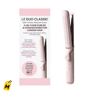LANGE HAIR Le Duo Grande Estilizador 360 Riza y Alisa Placas Titanio Sin Jalar Blush
