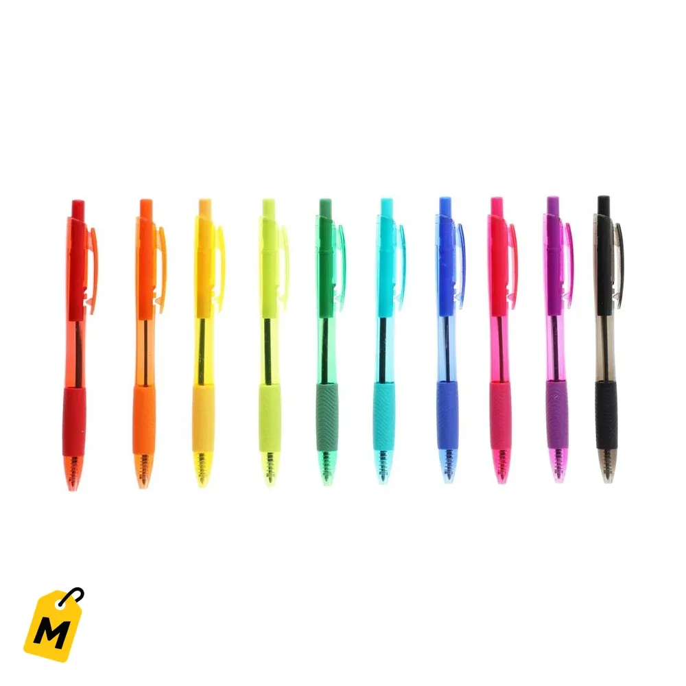 Lapiceros Inc ClipClicks de Colores, 10 Unidades. Escribe Nitido y Comodo