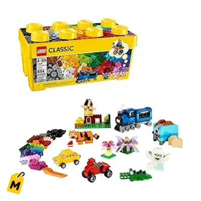 LEGO Classic Ladrillos Creativos 10696 - Arma tren, carro, tigre y guarda to!