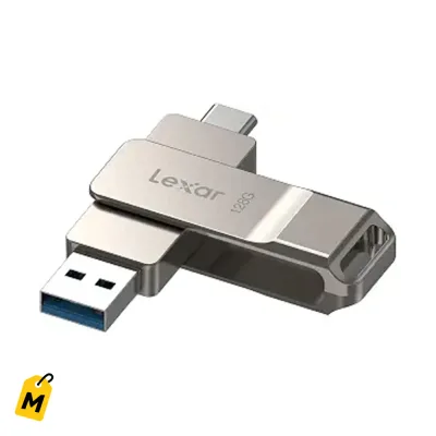 Lexar D40E 128GB USB Doble Tipo C Plateado - Flash Metalico Giratorio