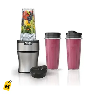 Ninja Nutri-Plus Licuadora Personal 900W. Smoothies y Salsas. Incluye 3 Vasos.