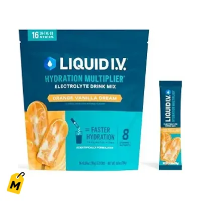 Liquid I.V. Electrolitos Naranja Vainilla - 16 Sobres | Hidratacion Pro Sin Azucar Artific