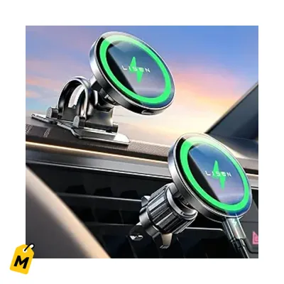 LISEN Cargador Magnetico Inalambrico 15W pa Carro iPhone 17-12 Samsung Pixel Jeep F150