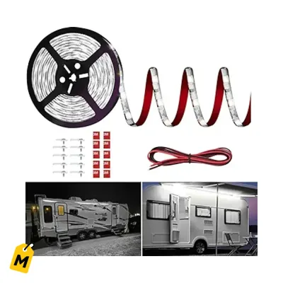Luces LED pa Toldo de RV y Camper 12V 20FT Impermeables pa Fiestas y Food Trucks