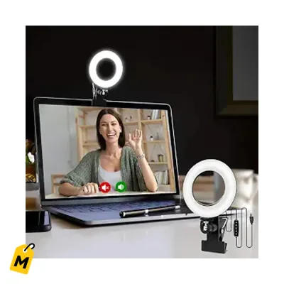 Luz de Aro Cyezcor Pa Videollamadas y Streaming - Clip On Pa Tu Monitor