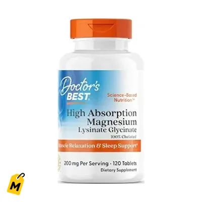 Magnesio Doctor's Best Alta Absorcion 120 Tab. Duerme Mejor, Calma y Relaja