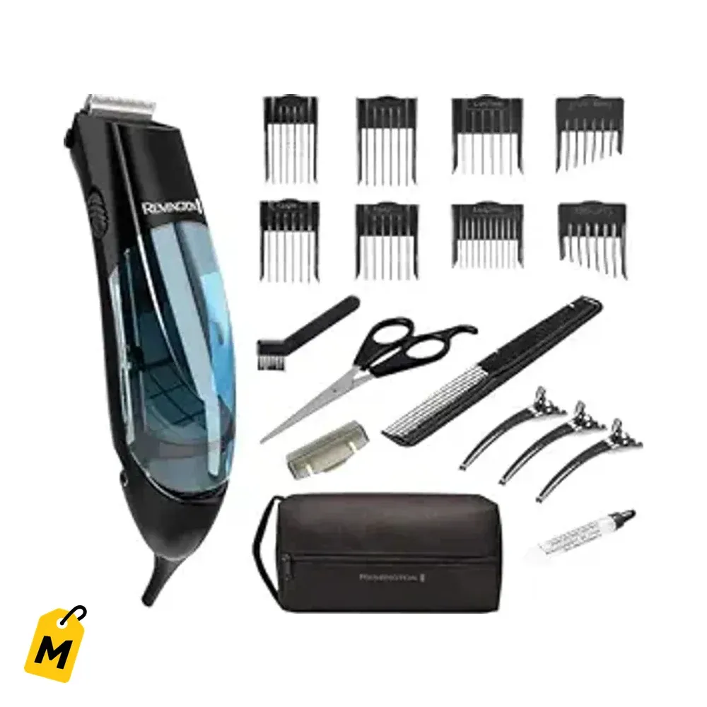 Maquina Cortar Pelo Remington con Aspiradora - Sin Reguero, Doble Motor, 18 Piezas