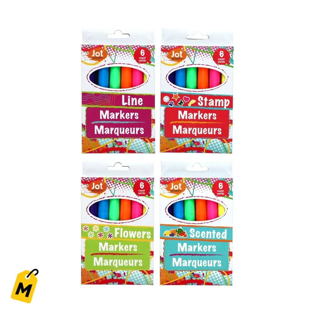 Marcadores Jot Surtidos de 6 Colores, Pa Dibujar y Crear Sin Limites