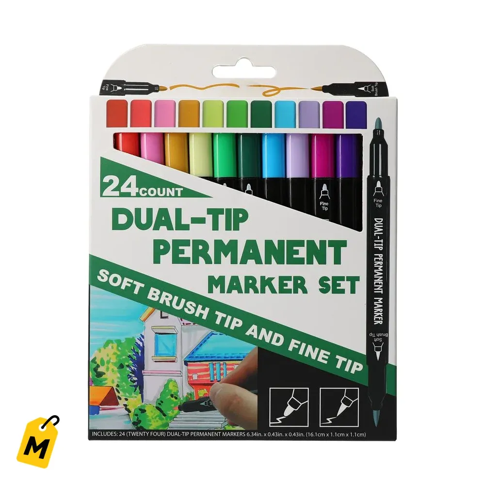 Marcadores Permanentes Doble Punta - Set de 24 Colores Vibrantes 1