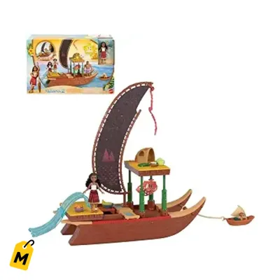 Mattel Disney Moana 2 Juego Canoa Aventura Flotante Muneca Amigo 6 Areas 10 Accesorios