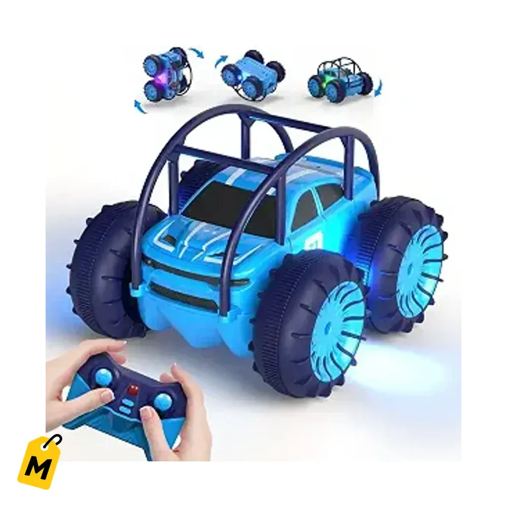 MaxTronic Carro RC Anfibio 4x4 Recargable 15KMH Acrobacias Agua y Tierra